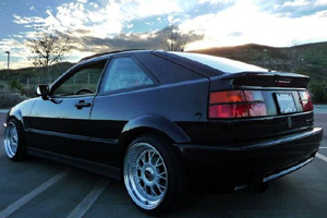 Black Volkswagen Corrado fitted with ABT-inspired side skirts