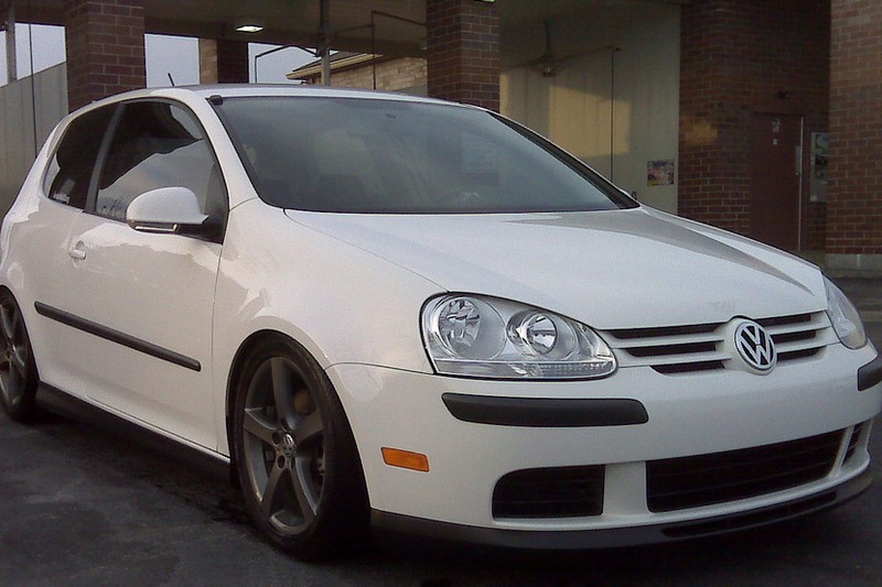 Volkswagen Rabbit MK5 with OptikWerks textured Votex style full-length side skirts