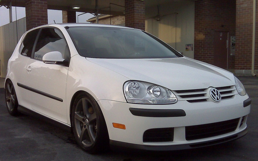 Volkswagen Rabbit MK5 with OptikWerks textured Votex style full-length side skirts