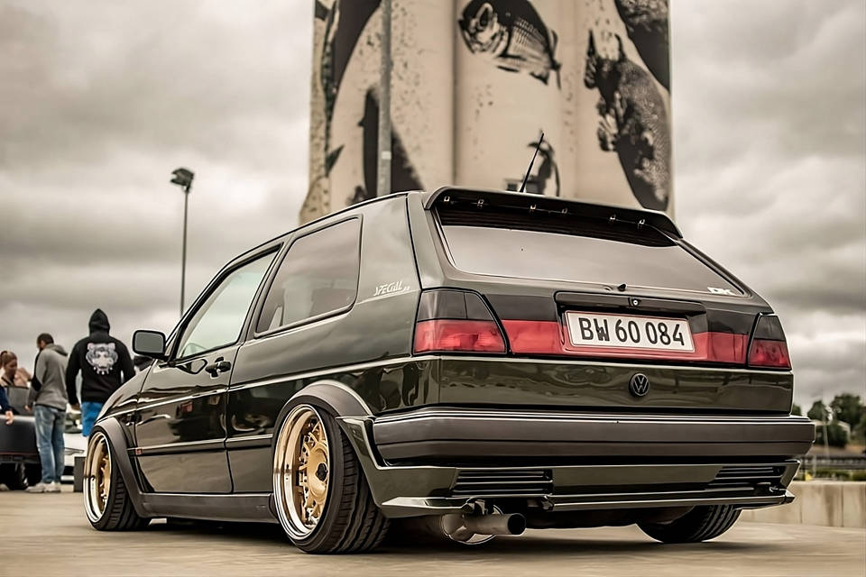 Volkswagen MK2 GTI Golf showing G60-style rear arches and side skirts
