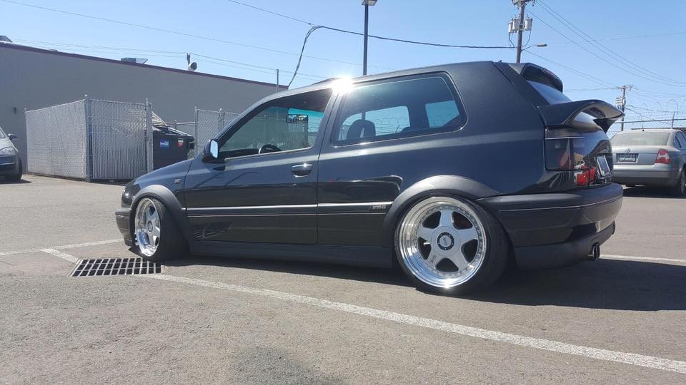 Gray Volkswagen MK3 GTI / Golf showing widened Euro flare profile
