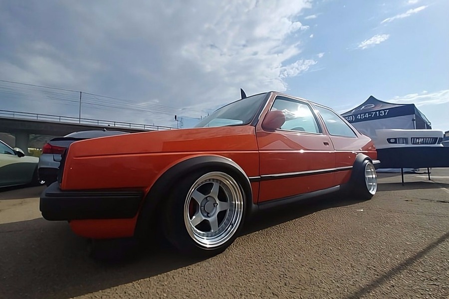 Volkswagen MK2 Jetta with widened G60-style fender flares and matching side skirts