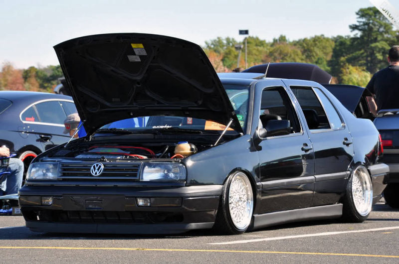 Black Volkswagen MK3 Jetta with ABT textured side skirts