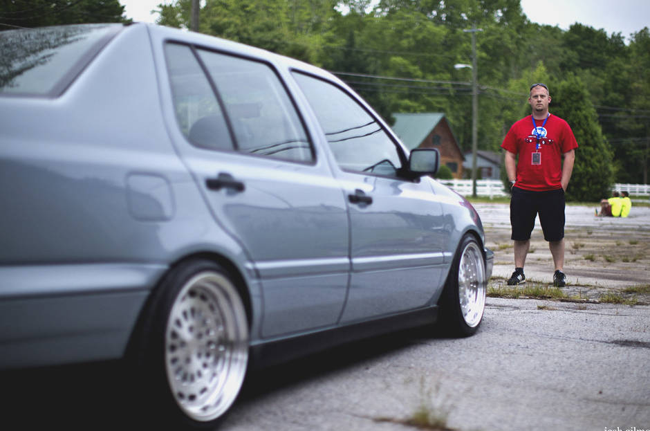 Gray Volkswagen MK3 Jetta with textured side skirts