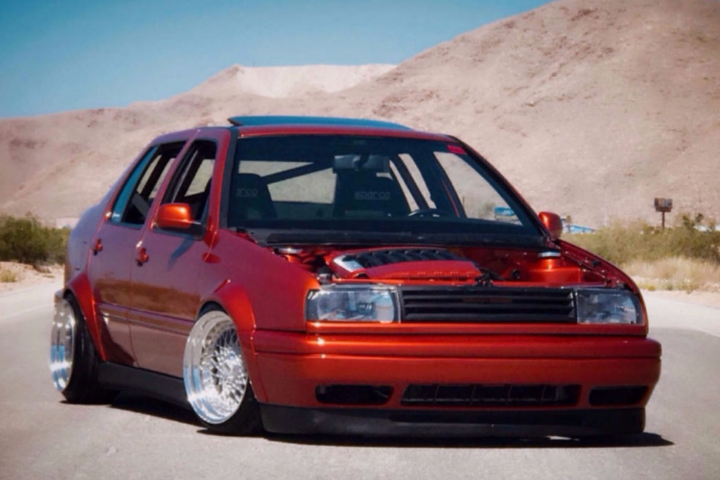 VW MK3 Jetta with Optikwerks widebody fender flares and lowered stance