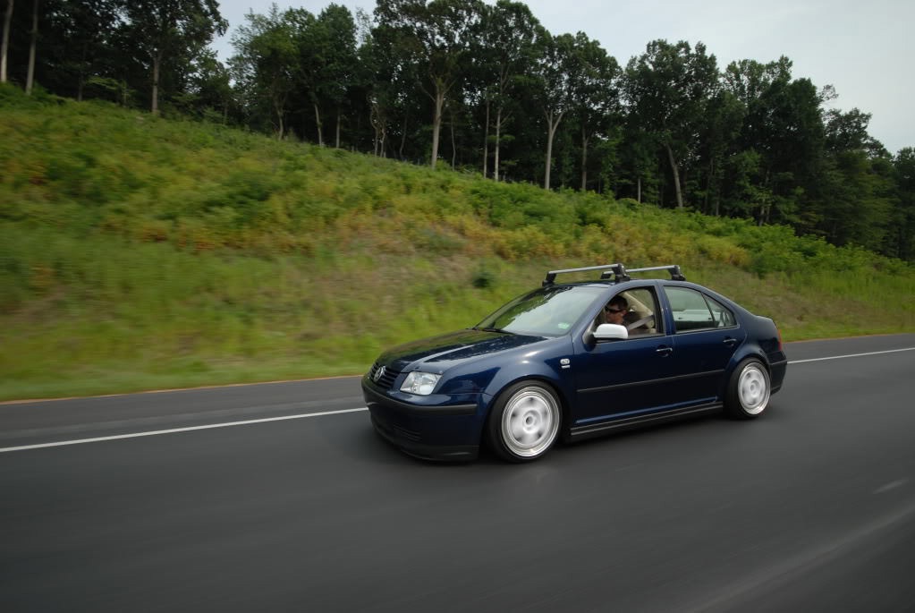 Blue VW MK4 Jetta / Bora with textured GLI style side skirts